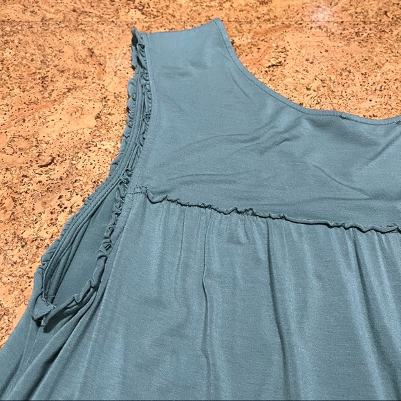 Kori America Jersey Knit Babydoll Sleeveless Ruffle Trim Top Sz L - Picture 7 of 10